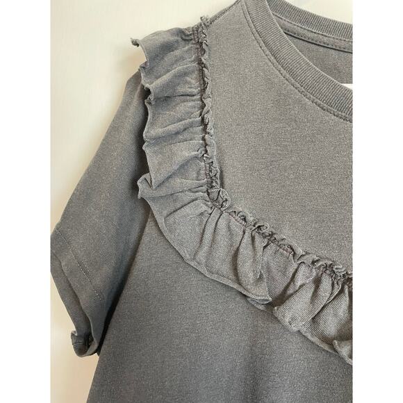Clare V. Charlotte Ruffle t-Shirt Dress Faded Black gray short sleeve cotton M - Picture 6 of 10